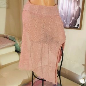 Agaci too pink knit slit skirt pink hippy gypsy Y2K 90’s low rise
